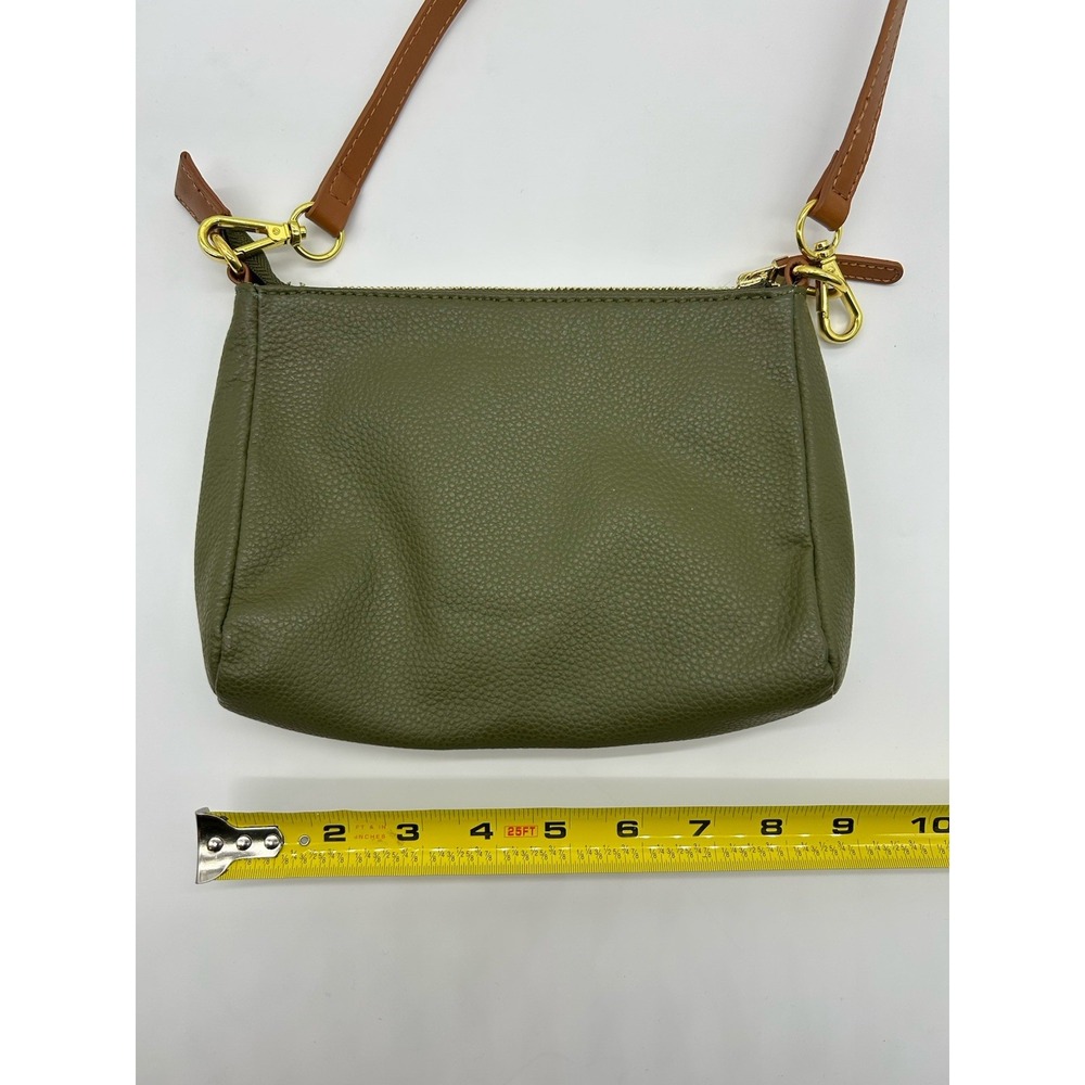 JOY & IMAN Leather Crossbody Purse Bag‎ Green Tan Small Removable Strap - Picture 4 of 7